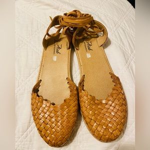 Women’s Mexican Huarache Leather Arab Artesanias Lace Up Sandals Size 10
